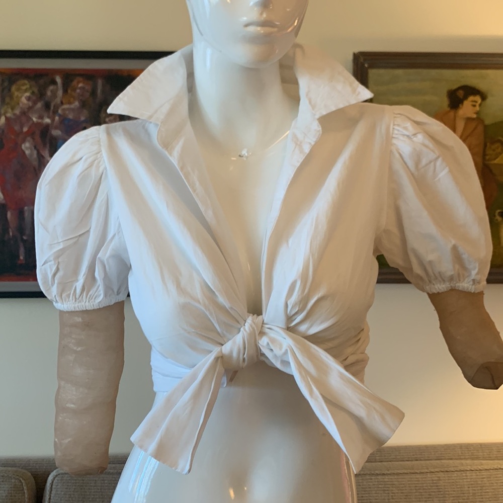 PUFF SLEEVE, PUFF SHOULDER, CROPPED WHITE BLOUSE MERMAID